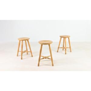 Danish Beech Stool, C.1960