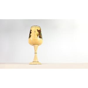 Aldo Tura, Calice Dry Bar In Lacquered Goatskin. Italy, C.1950