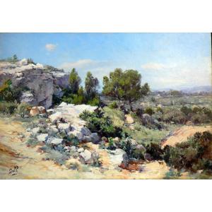 Gall (19th-20th) Sunny Landscape Around Aix En Provence