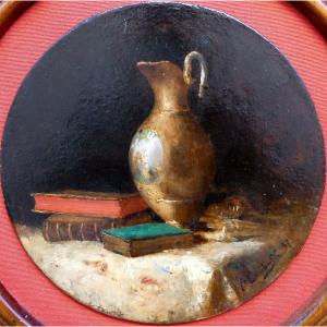 Joseph Garibaldi (1863-1941) Still Life With Books And Ewer