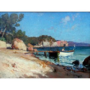 Laurent Mattio (1892-1965) At The Seaside In Toulon In 1918