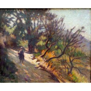 Marcel Poggioli (1881-1969) Character On His Donkey In The Corsican Maquis