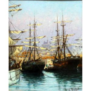 Luigi Michaeli (19th-20th Century) The Old Port Of Marseille