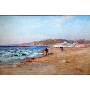 Louis Nattero (1870-1915) On Prado Beach In Marseille