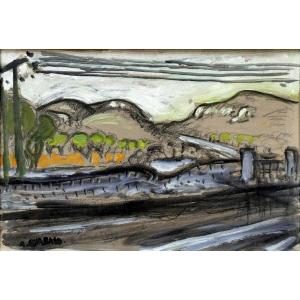 Auguste Chabaud (1882-1955) Landscape With Electric Lines