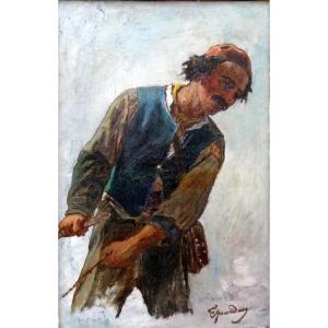 Théodore Jourdan (1833-1908) Study Of A Peasant