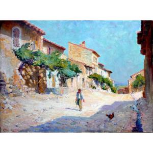 Eugène Marius Yvan (19th-20th Century) Sunny Provençal Street