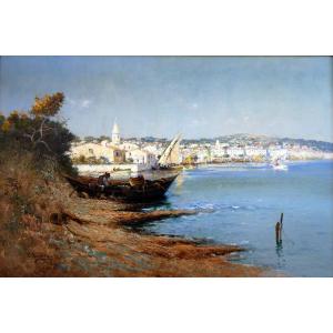 Louis Nattero (1870-1915) Fisherman On His Boat In Martigues