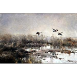 Mosse Stoopendaal (1901-1948) The Flight Of Mallards