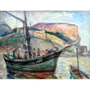 Paul Paquereau (1871-1956) The Green Tartane In The Port Of Cassis