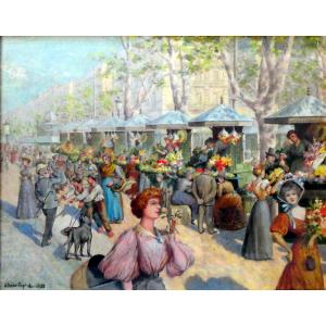 Christophe (1856-1916) The Flower Market On Cours Saint Louis In Marseille