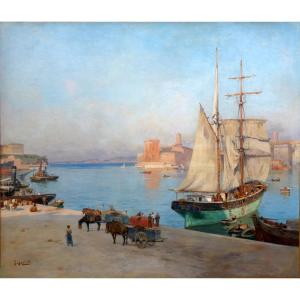 Joseph Garibaldi (1863-1941) On The Old Port Of Marseille