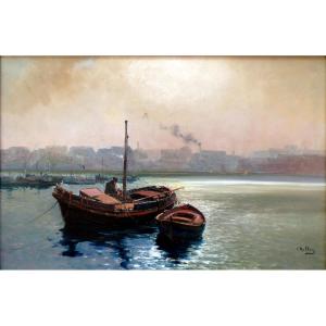 Louis Nattero (1870-1915) Fisherman In His Boat 