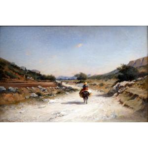 Honoré Boze (1830-1909) Provençal Woman On Her Donkey 