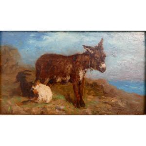 François Simon (1818-1896) The Donkey And The Goat