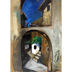 Auguste Chabaud (1882-1955) The Grapevine Near The Porch