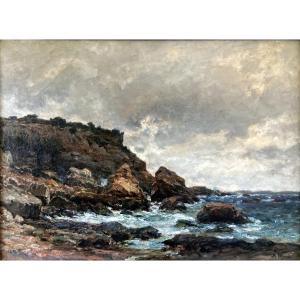 Jean-baptiste Olive (1848-1936) Seaside In Stormy Weather