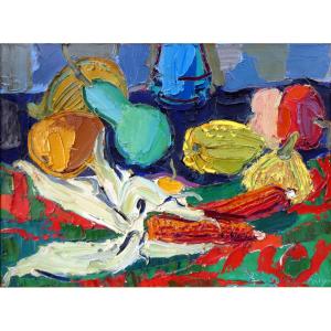 Pierre Ambrogiani (1907-1985) Still Life With Ears Of Corn And Gourds