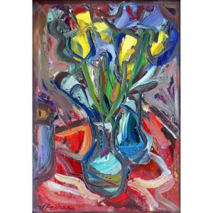 Antoine Ferrari (1910-1995) Bouquets Of Yellow Tulips