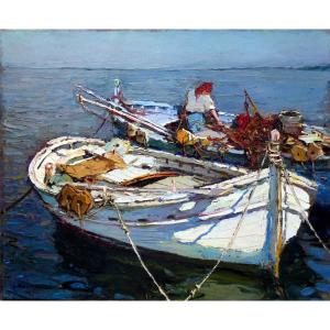 Louis Bonamici (1878–1966) Fishing Boats At Le Lavandou