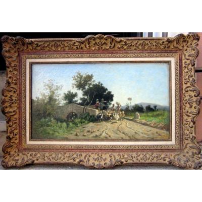 Emile Bouisson (1830-?) Departure In Transhumance