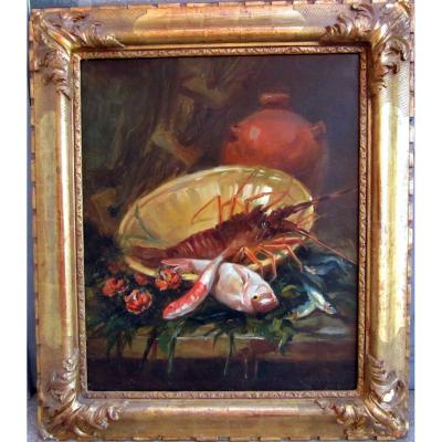 Simon (xixe) Still Life With Fish, Sea Urchins And Lobster