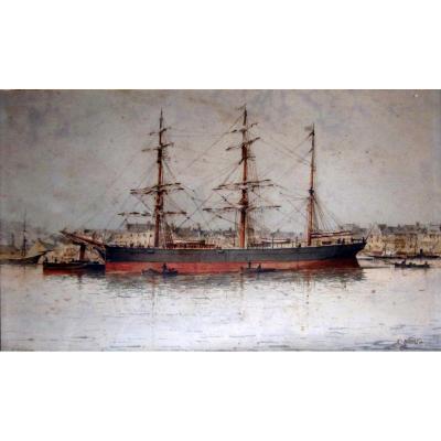 Emile Henry (1842-1920) Portrait Of La Goelette l'Horizon