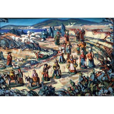 Vénance Curnier (1885-1971) Landscape With Santons