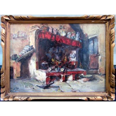 Joseph Milon (1868-1947) Interior Of Mas Provençal