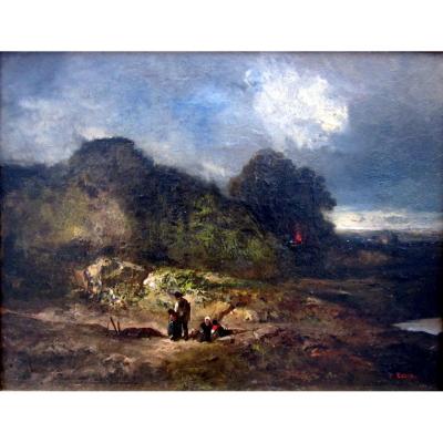 Paul Camoin (1816-1889) Peasants' Stop At Dusk