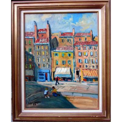 Jean Guindon (1883-1975) Children Playing Boules In The Old Quarters Of Marseille