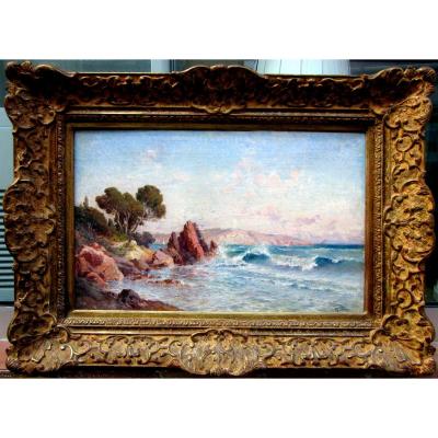 Octave Gallian (1855-1918) Seaside At Cap Brun In Toulon