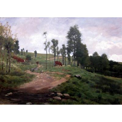 Walter Biddlecombe (1855-1903) Landscape With Cows