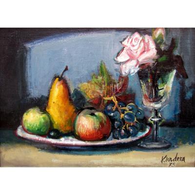 Rudolf Kundera (1911-2005) Still Life With Fruits And Rose
