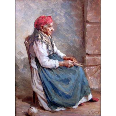 Marius Reynaud (1860-1935) Fisherman's Wife Ravaging The Nets