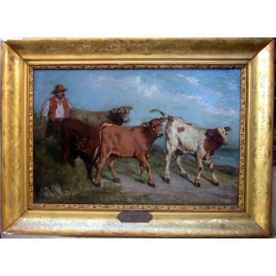 François Simon (1818-1896) The Bouvier Leading His Calves