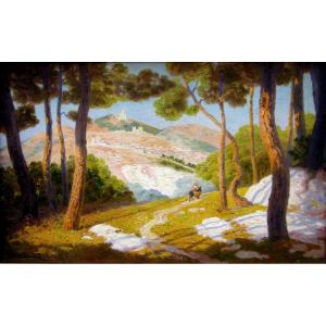 Valère Bernard (1860-1936) Character And His Donkey Around Allauch -