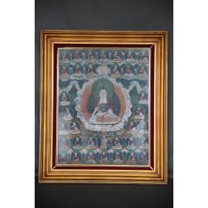 Ancient Thangka Depicting Shyakamuni And The 35 Buddhas Of Confession - China Or Tibet