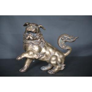 Bronze Lion With Pearl Earring - Japan, Meiji Era