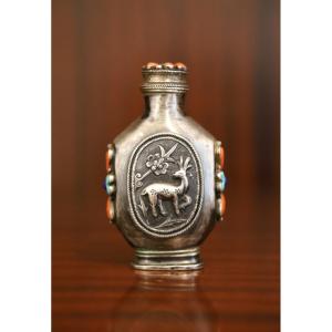 Silver Snuff Bottle - Tibet Or Mongolia, 19th Century