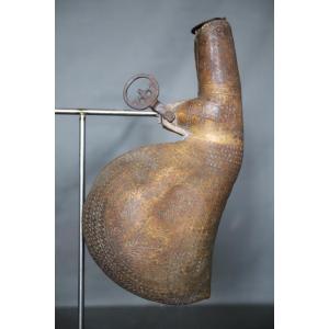 Oriental Powder Flask Made From Camelid Scrotum - Muslim World, 19th Century