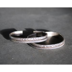 Two Antique Chinese Silver Bracelets - China, Probably 1st Half Of The 20th Century