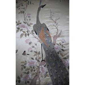 Large Chinese Embroidery On Silk - China Or Vietnam, Circa 1900