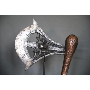 Prestige Axe In Wrought Iron And Copper - Songye, Drc, Zaire, Early 20th Century Or Earlier
