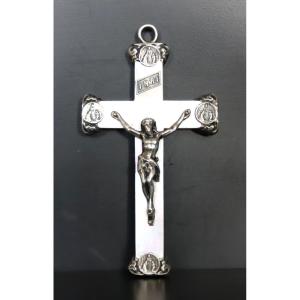 Mother-of-pearl And Silver Pendant Cross - France, Dated 1907