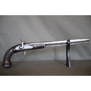 Percussion Pistol With A Long Barrel - Mid-19th Century