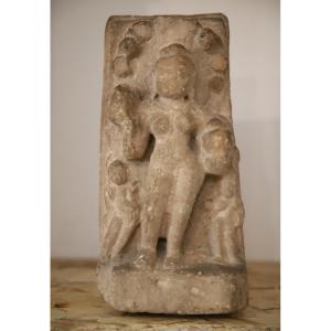 Beige Sandstone Sculpture Of A Hindu Female Deity - Medieval India