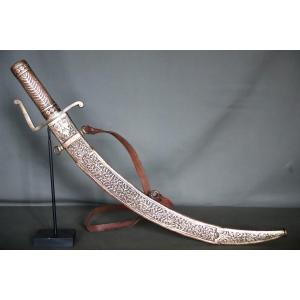 Oriental-style Sword In Silver-plated Copper - 19th Century