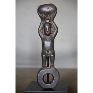 A Carved Wooden Churn Guide - Himalayan Regions, Probably Nepal