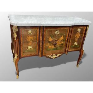 Transitional Chest Of Drawers Stamped Léonard Boudin